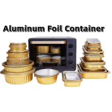 Contenedor de aluminio de aluminio de comida redonda de oro
